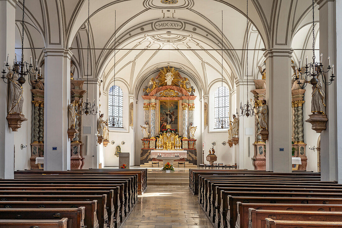  Interior of the parish church of St. Jakob in Dachau, Bavaria, Germany  