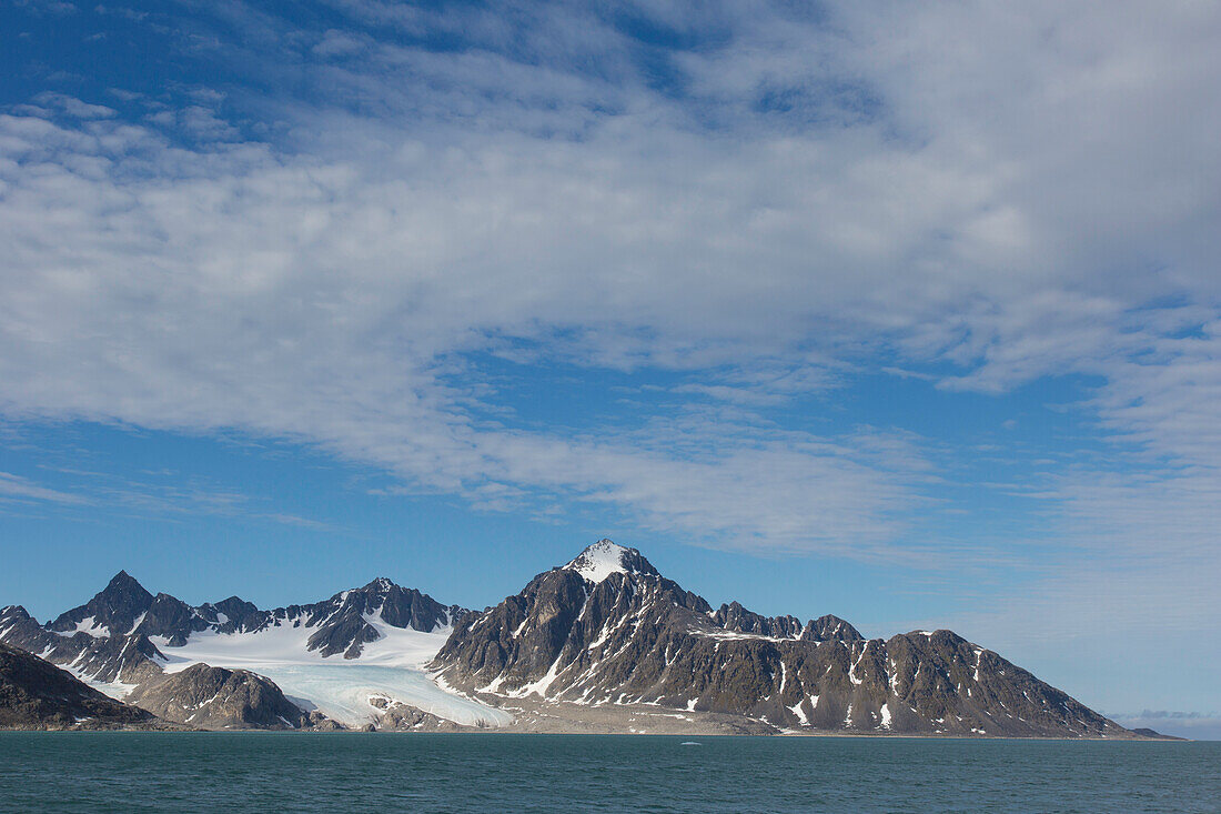  Mountains in the Bjornfjord at Smeerenburgbreen, Spitsbergen, Norway 