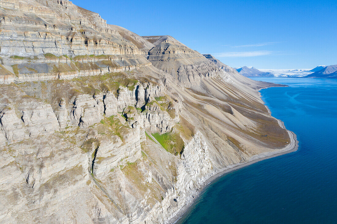  Aerial view of the mountains in Skansbukta, Billefjord, Svalbard, Norway 