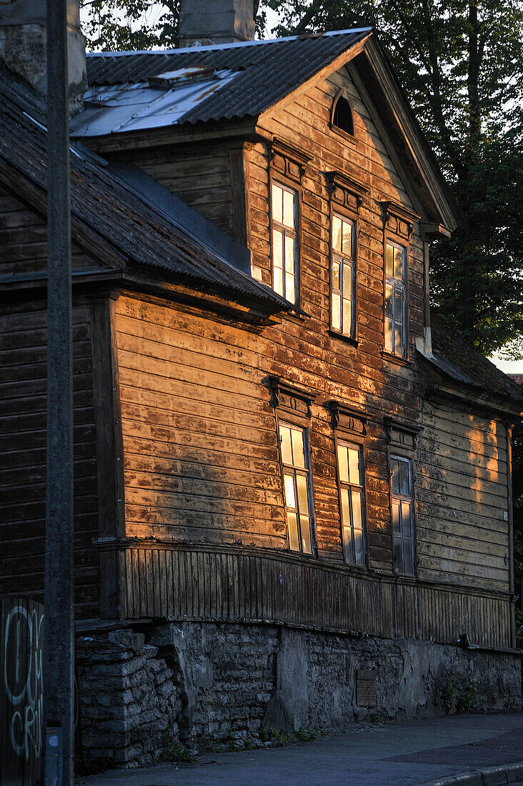 wooden houses in Vana-Viru street,Tallinn,estonia,northern europe