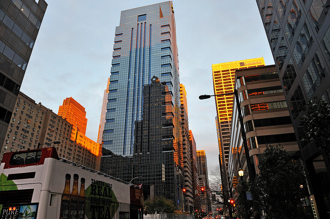 Market Street at sunset, Philadelphia, Commonwealth  of Pennsylvania,Northeastern  United States,