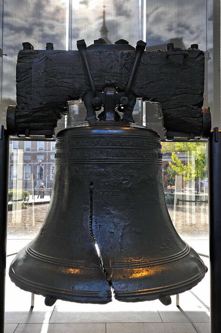 Liberty Bell inside a glass pavillion opposite to the Independence Hall,,Philadelphia, Commonwealth  of Pennsylvania,Northeastern  United States,