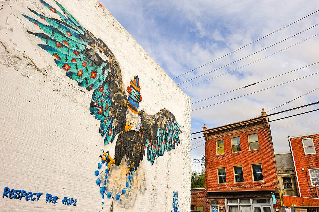 Mural by Louis Masai at 2nd and Poplar Streets, Northern Liberties, Mural Arts Program, Philadelphia, Commonwealth  of Pennsylvania,Northeastern  United States,