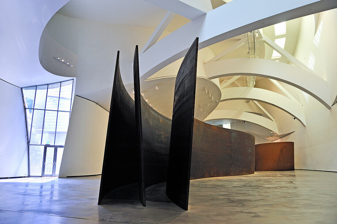 "Snake, The Matter of Time" , weathering steel sculpture by the artist Richard Serra, permanente collection of the Guggenheim Museum designed by architect Frank Gehry, Bilbao, province of Biscay, Basque Country, Spain,Europe