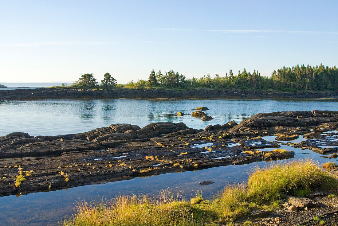 Saint-Lawrence River bank,Bonhomme Bouchard's cove,Ile aux Lievres, Saint-Laurent river, Quebec province,Canada,North America