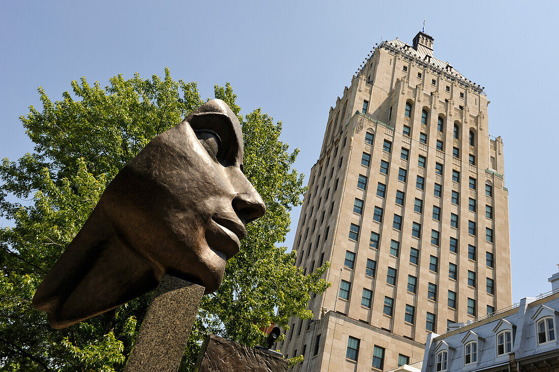 Sculpture down the Edifice Price,Quebec city,Province of Quebec,Canada,North America