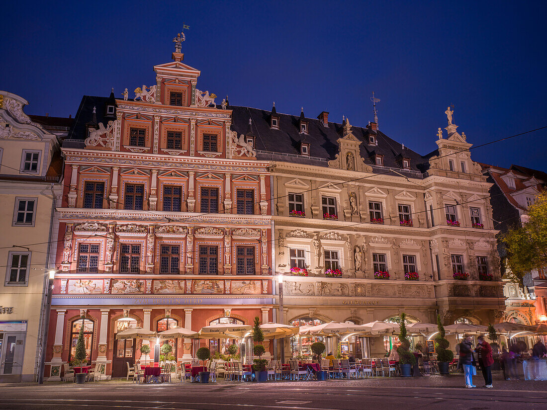  Haus Zum Breiten Herd and Gildehaus, Fischmarkt, Erfurt, Thuringia, Central Germany, Eastern Germany, Germany, Europe 