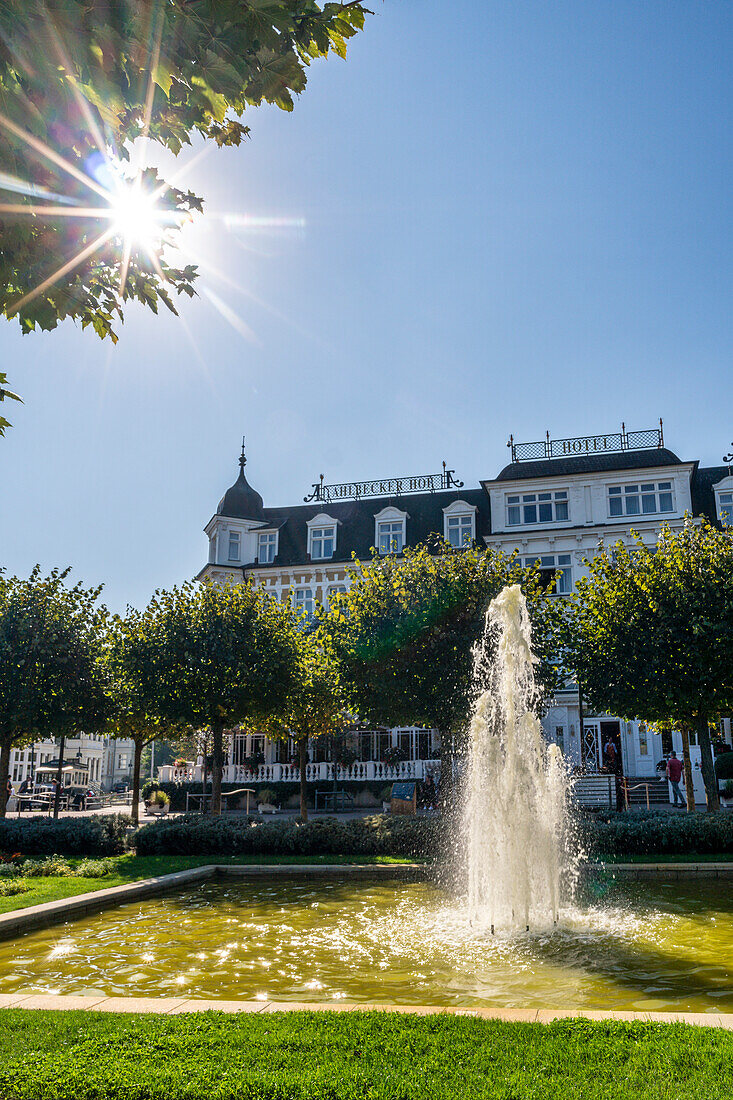  Ahlbecker Hof, wellness hotel, luxury hotel, fountain, Baltic Sea resort of Ahlbeck, Usedom, Mecklenburg-Western Pomerania, Germany, Europe 