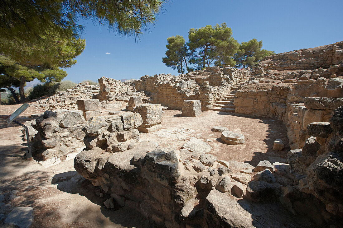 The Northeast Complex of the ancient Minoan Palace of Phaistos, where famous Phaistos Disk was found. Crete, Greece.