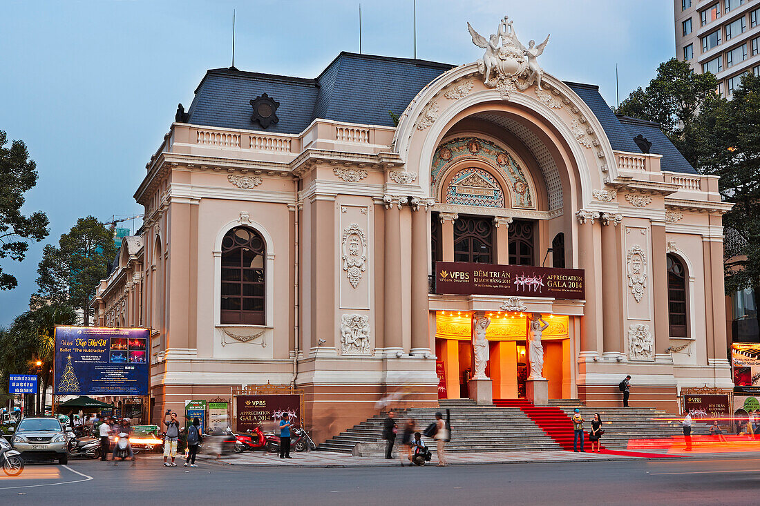 Exterior view of the Municipal Theater (Saigon Opera House). Ho Chi Minh City, Vietnam.