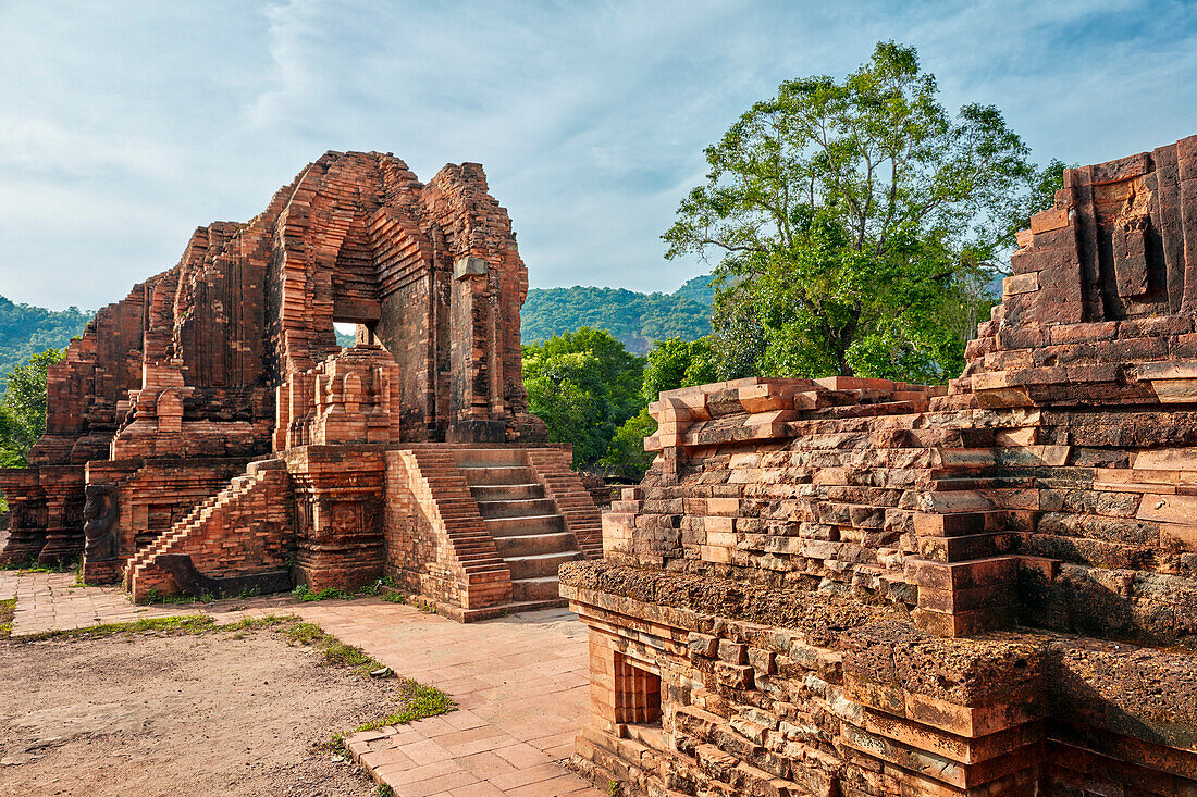 Ancient temple ruins of the Group G in My Son Sanctuary. Quang Nam Province, Vietnam.