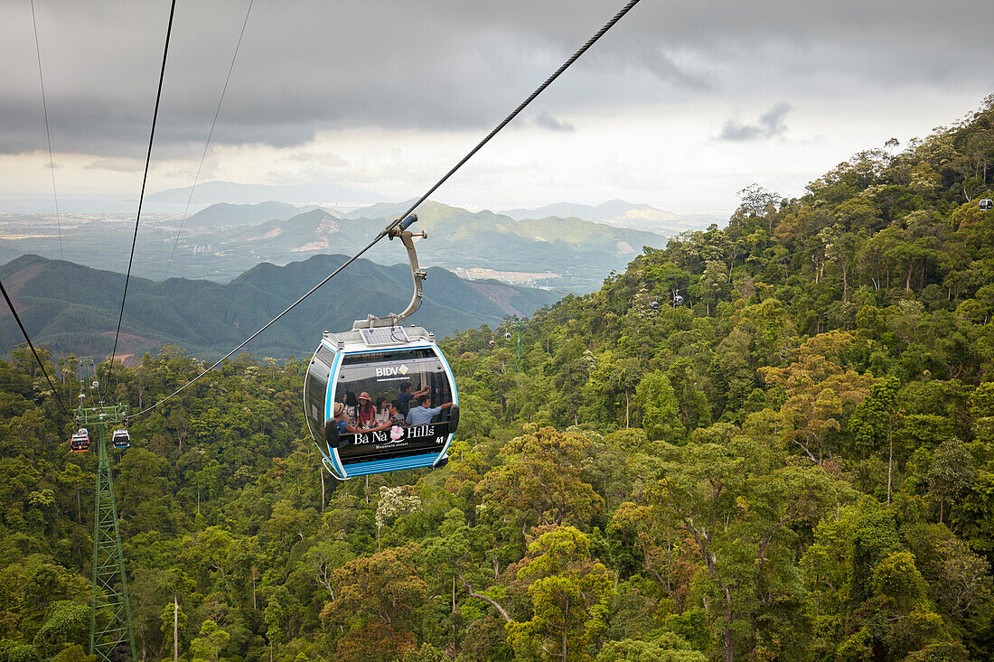 Scenic view from the Ba Na Cable Car. Ba Na Hills Mountain Resort, Da Nang, Vietnam.