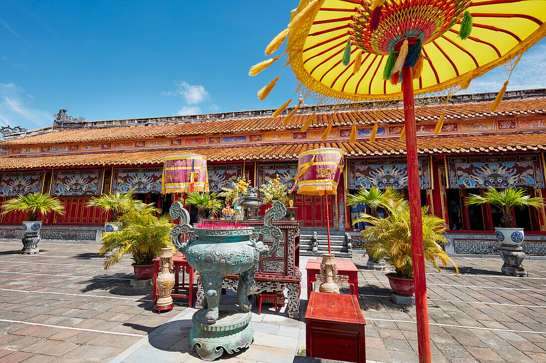 Outdoor altar at The To Mieu Temple. Imperial City (The Citadel), Hue, Vietnam.