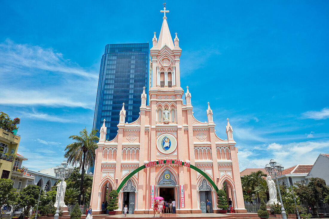 Exterior view of the Da Nang Cathedral (Basilica of the Sacred Heart of Jesus). Da Nang city, Vietnam.