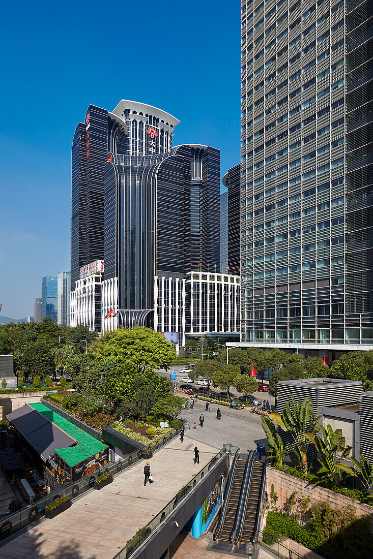 Urban landscape in theFutian Central Business District (CBD). Shenzhen, Guangdong Province, China.