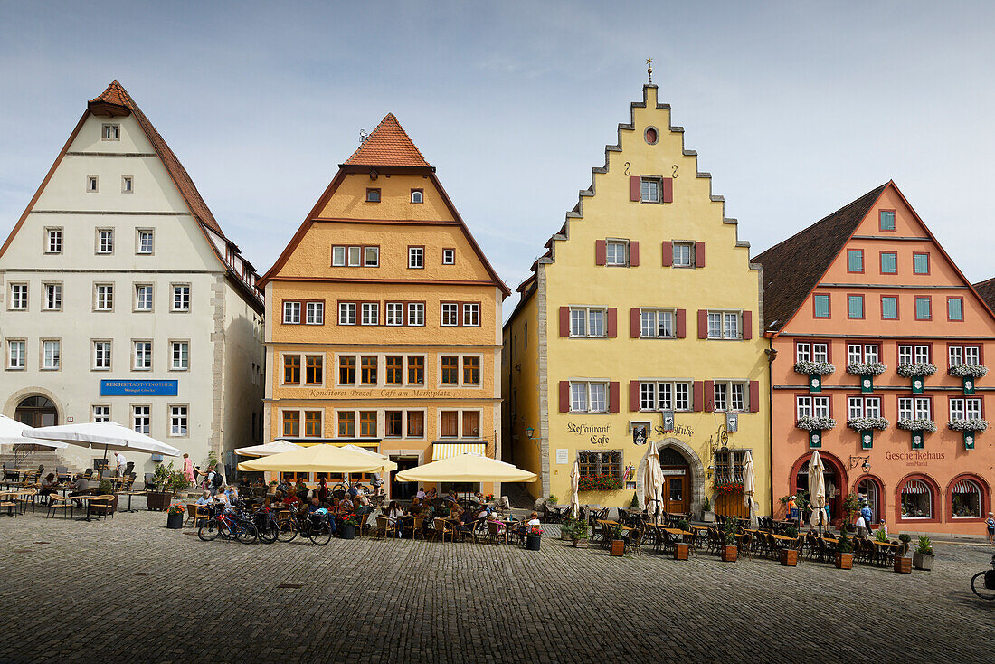 Restaurants, Market Square, Rothenburg ob der Tauber, Franconia, Bavaria, Germany