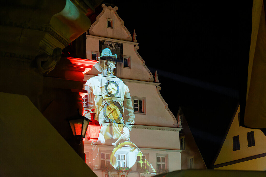  Lichtshow, Reichsstadtfest, Marktplatz, Rothenburg ob der Tauber, Franken, Bayern, Deutschland 