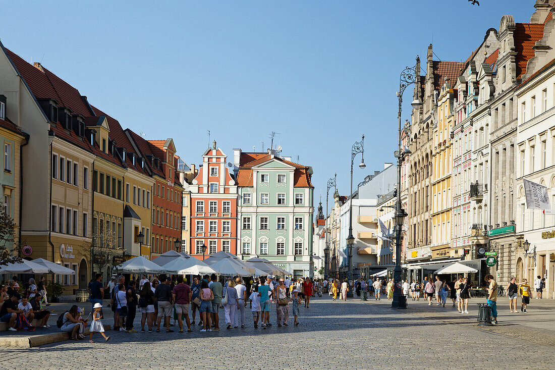  Fassaden, Restaurants, Rynek, Wroclaw, Breslau, Niederschlesien, Polen 