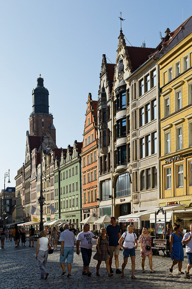  Fassaden, Restaurants, Rynek, Wroclaw, Breslau, Niederschlesien, Polen 