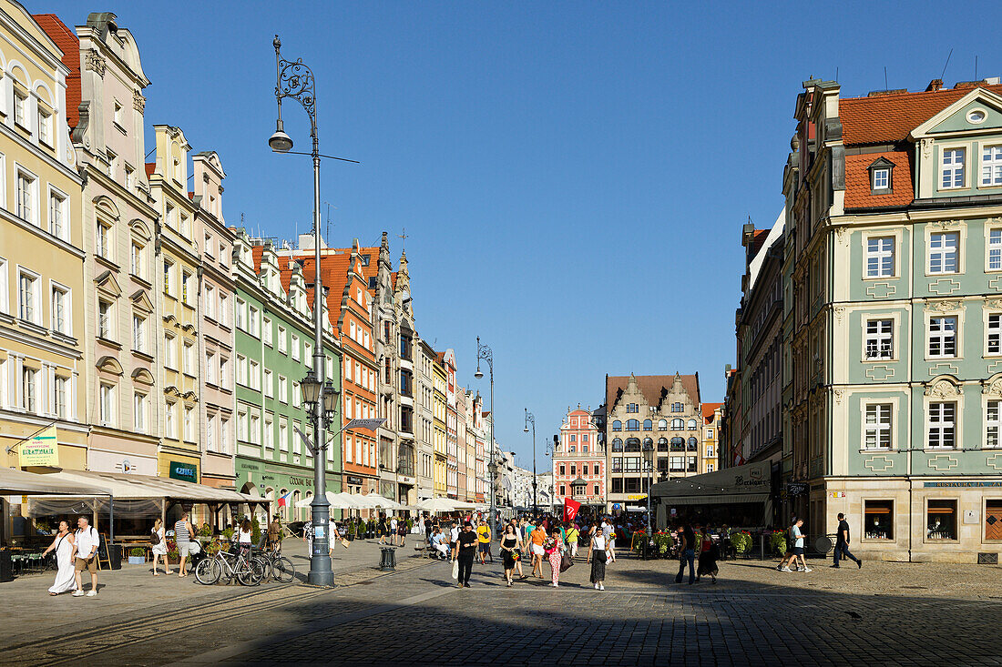 Facades, Restaurants, Rynek, Wroclaw, Breslau, Lower Silesia, Poland