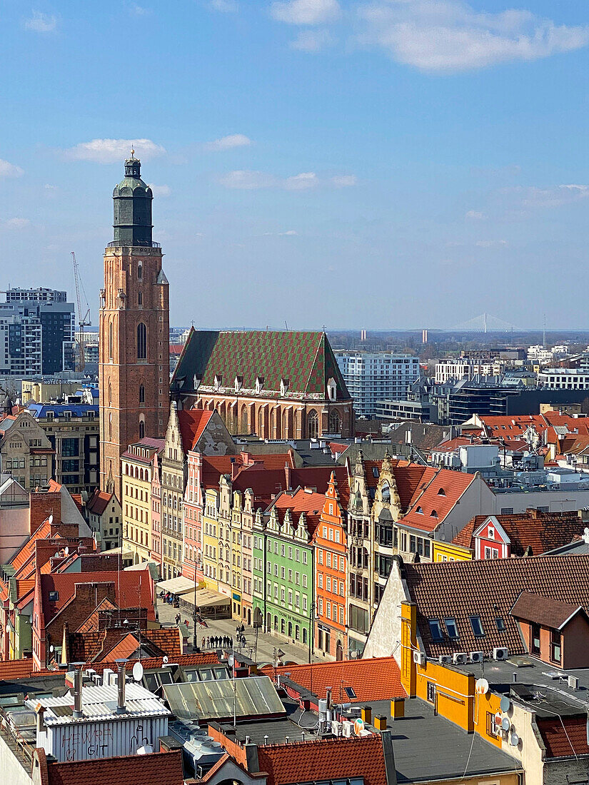  Luftaufnahme von Rynek und Wroclaw, Breslau, Niederschlesien, Polen 