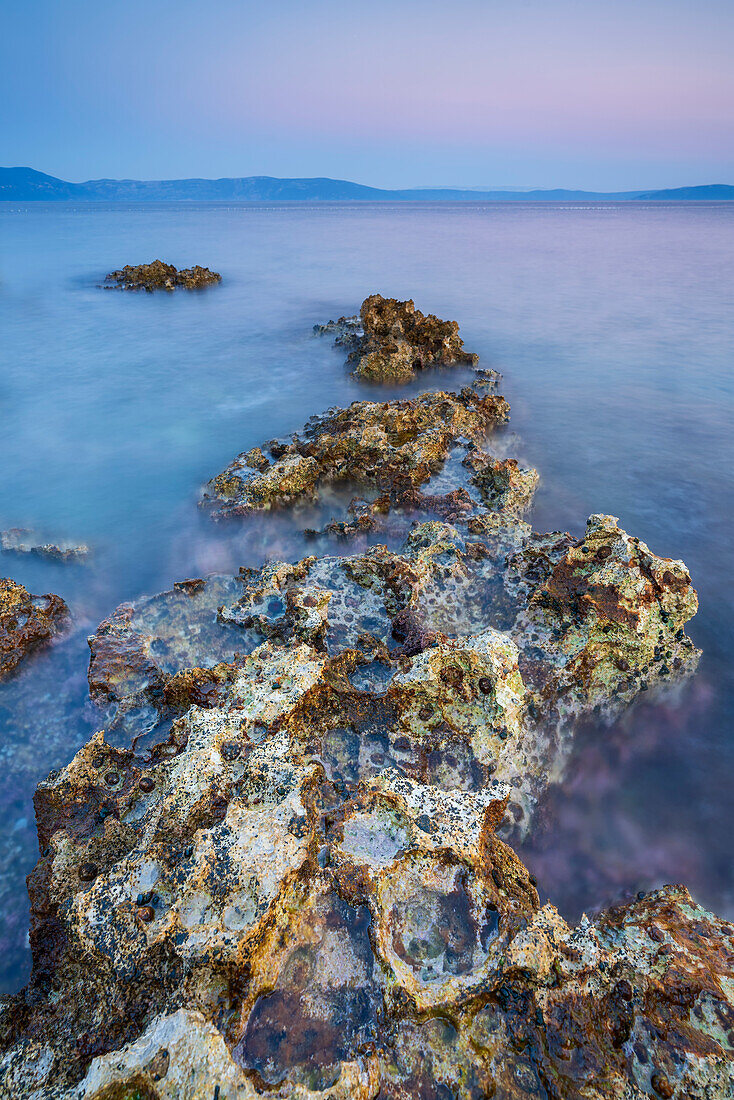  Evening mood on the shore of the Croatian coast, Istria, Croatia.  