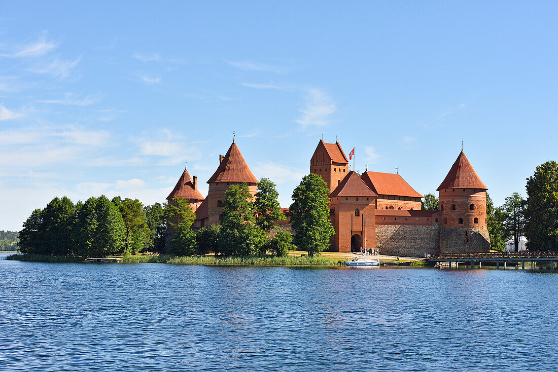 Trakai Castle on an island in Lake Galve, Lithuania, Europe