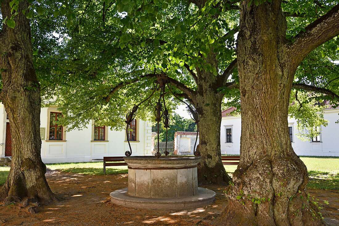 well inside the inner courtyard of Pazaislis Monastery, Kaunas, Lithuania, Europe