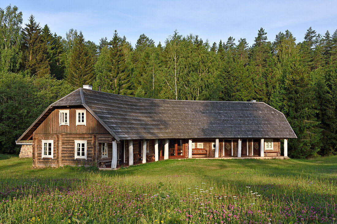  Blockhaus, Miskiniskes ländliche Unterkünfte, Aukstaitija Nationalpark, Litauen, Europa 