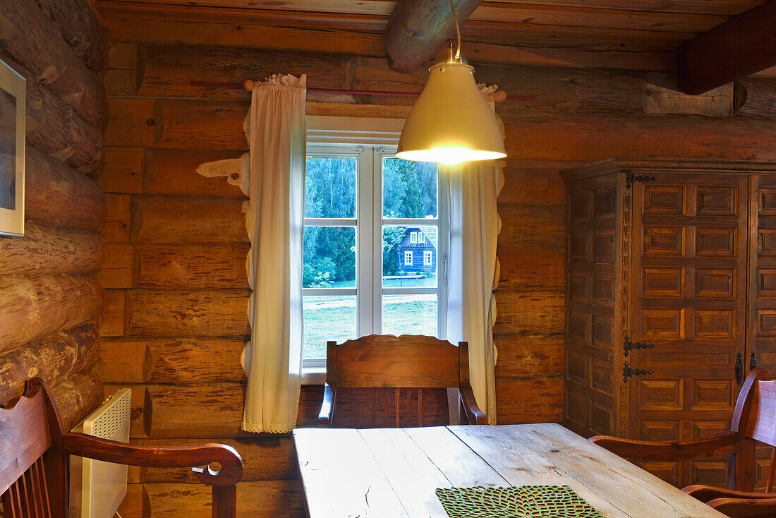 log house, Miskiniskes rural accommodations, Aukstaitija National Park, Lithuania, Europe