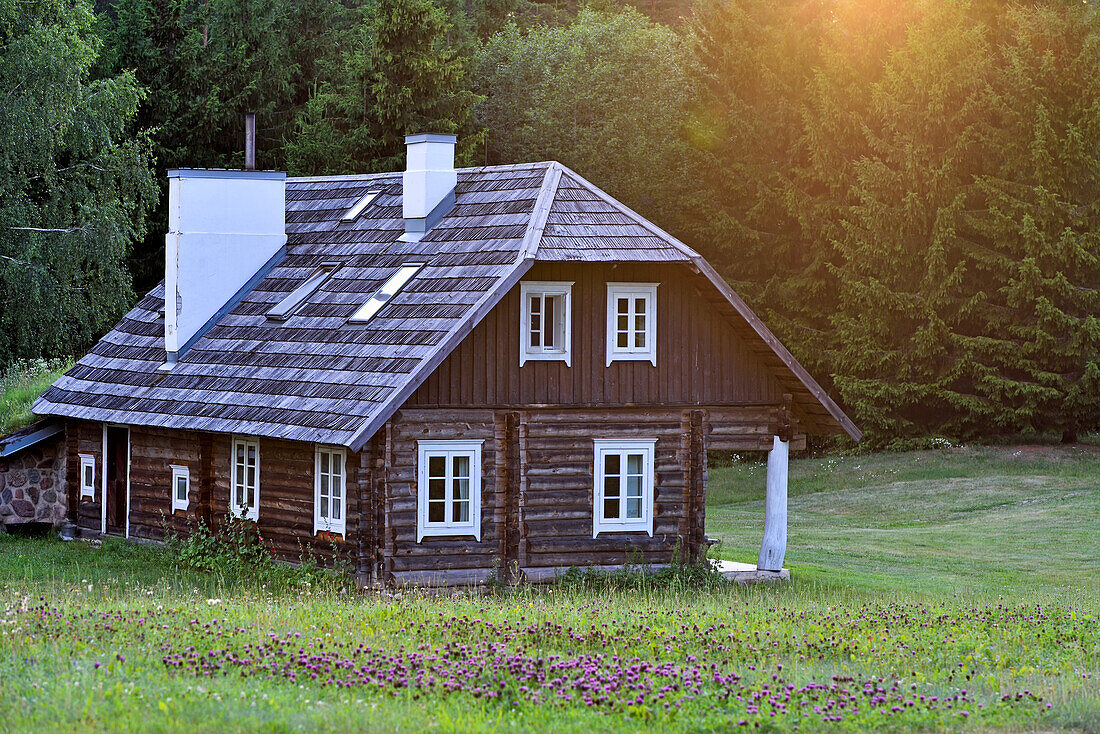  Blockhaus, Miskiniskes ländliche Unterkünfte, Aukstaitija Nationalpark, Litauen, Europa 