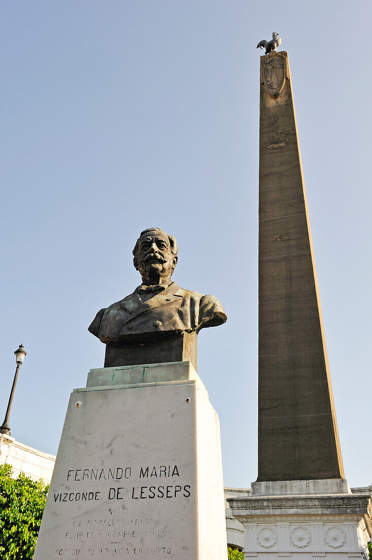 bust of Ferdinand de Lesseps on the Plaza de Francia, square of France,Casco Antiguo the historic district of Panama City,Republic of Panama,Central America