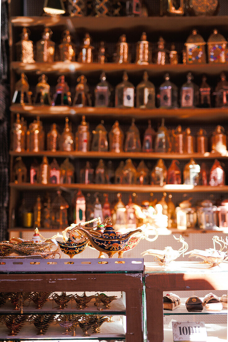  Arabian magic lamps at Tinsmiths Square near the historic Medina of Marrakech. 