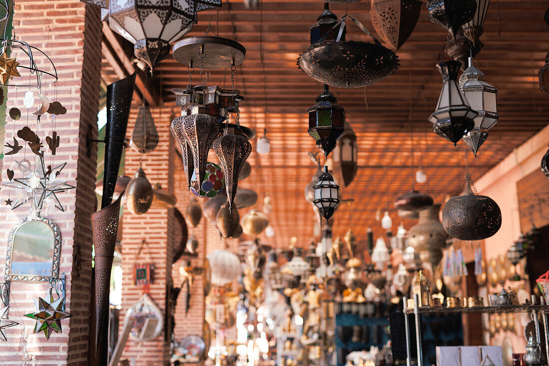  Lamp shop near the old historic Medina of Marrakech. 