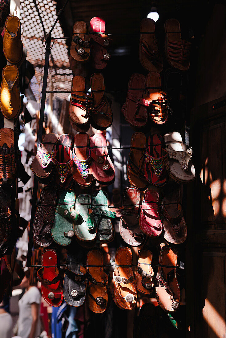  Goods and shopping in the old historic Medina of Marrakech. 