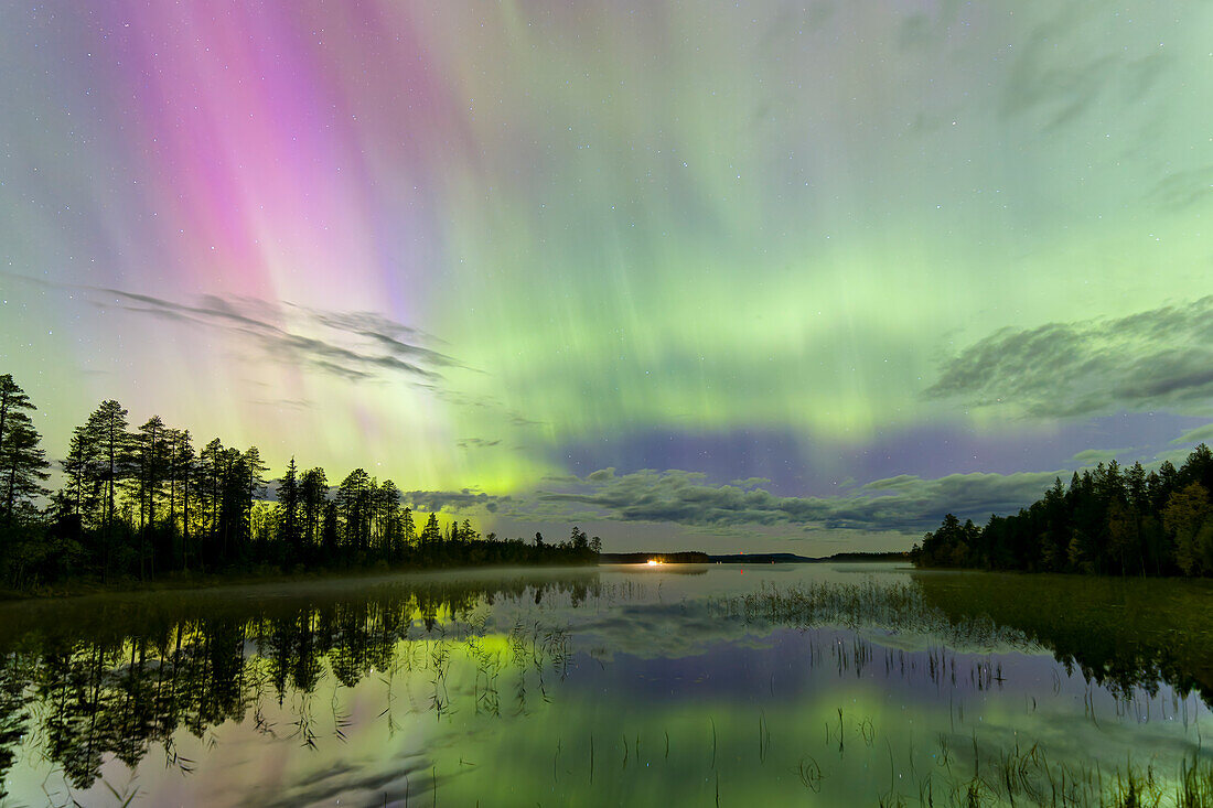  Northern lights, Aurora borealis, in the night sky, Dalarna, Sweden 