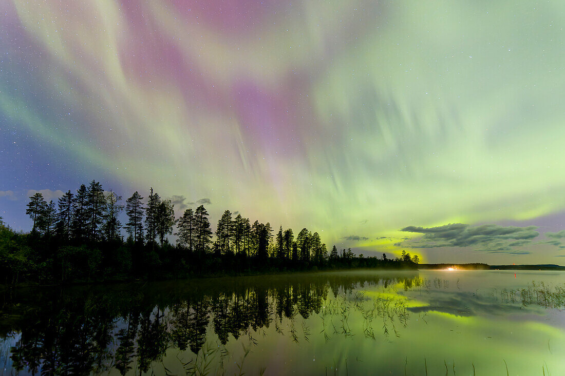  Northern lights, Aurora borealis, in the night sky, Dalarna, Sweden 