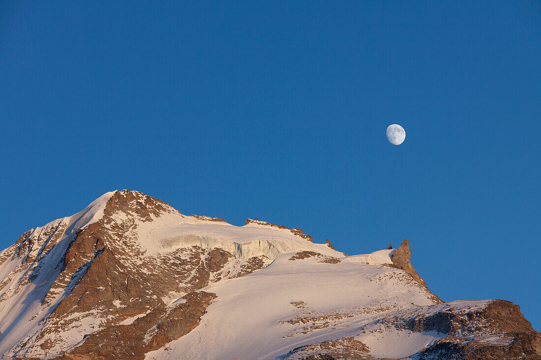  Moon over Gran Paradiso mountain, Gran Paradiso National Park, Aosta Valley, Italy 