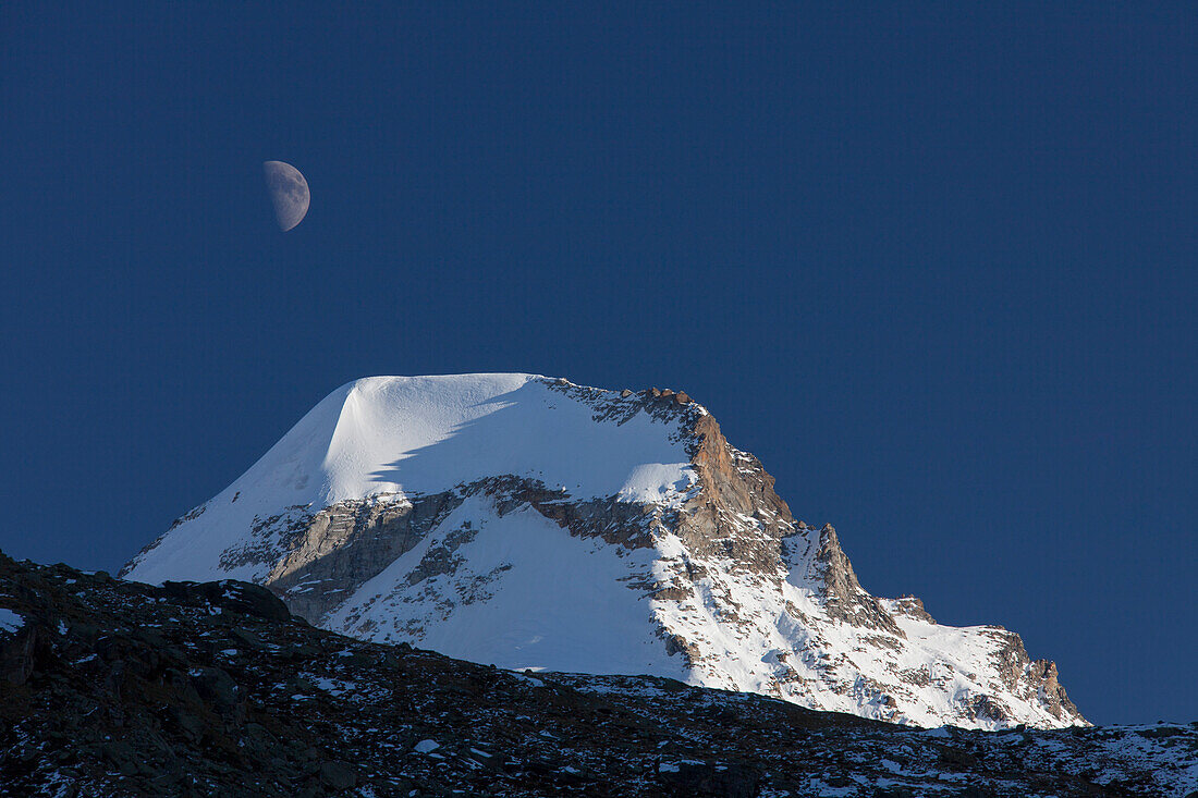  Moon over Ciarforon mountain, Gran Paradiso National Park, Aosta Valley, Italy 