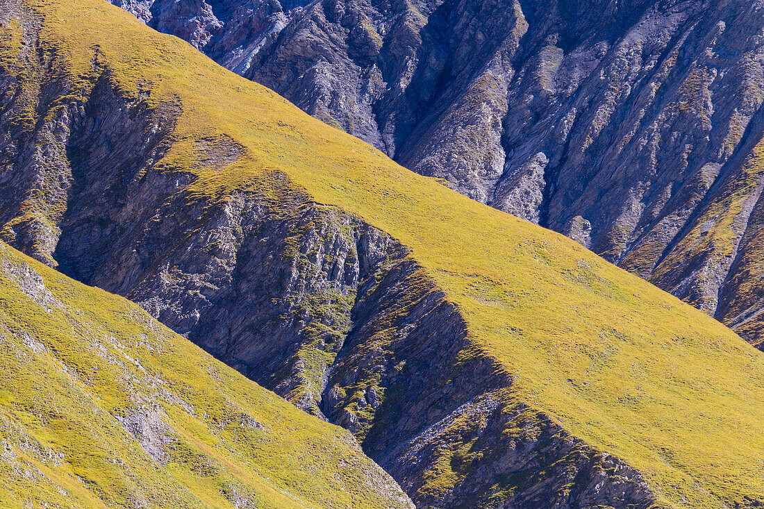  View of Alp Trupchun, Val Trupchun, Swiss National Park, Graubünden, Switzerland 