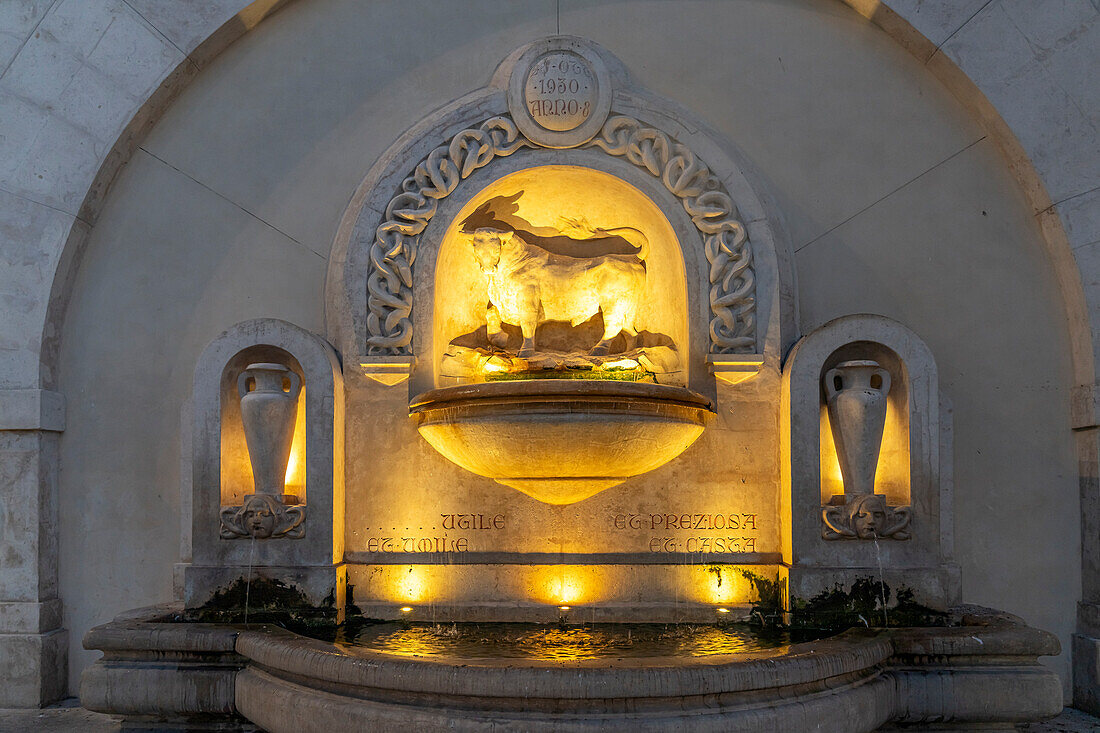  The Bull Fountain Fontana del Toro, Nardo, Apulia, Italy, Europe 