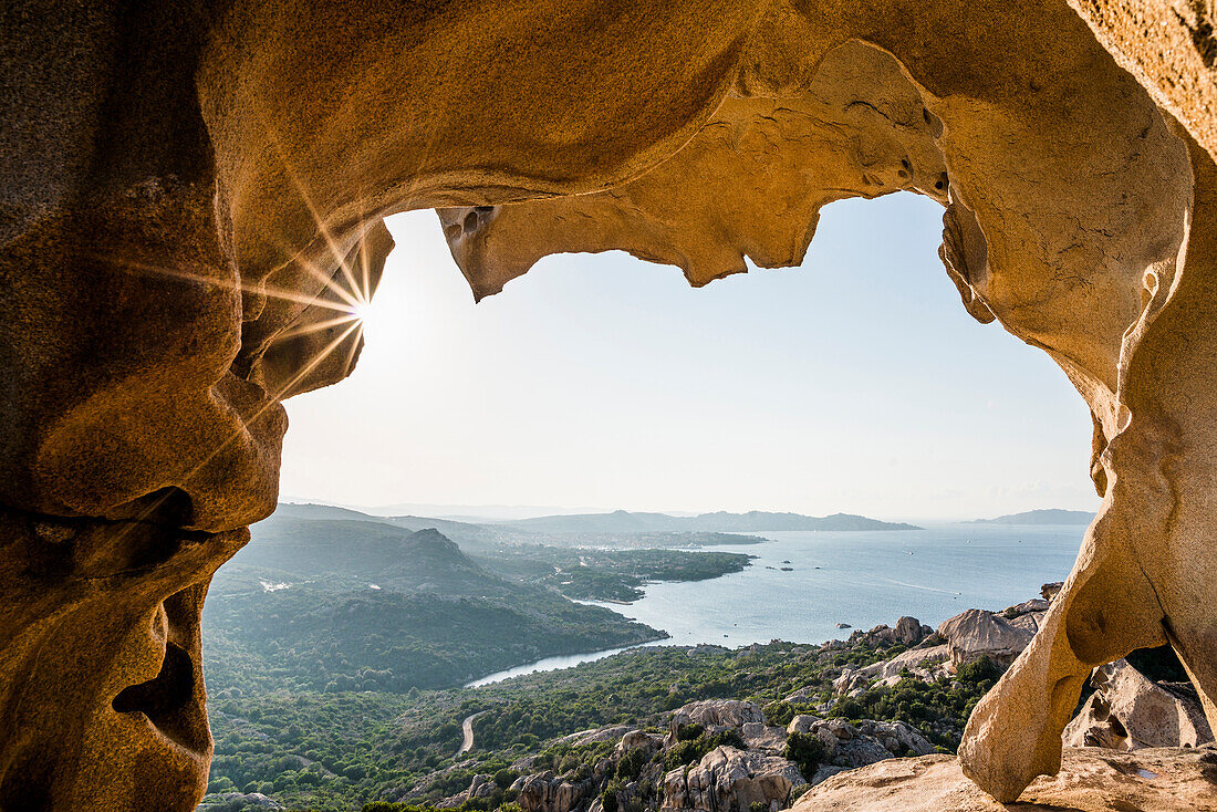 Bizarre Granitfelsen, Roccia dell Orso, Sonnenuntergang, Capo d'Orso, Palau, Costa Smeralda, Sardinien, Italien