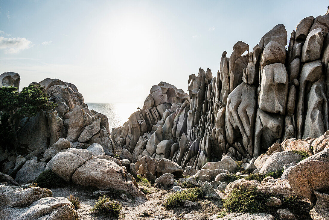  Bizarre and huge granite rocks by the sea, Capo Testa, near Santa Teresa di Gallura, Sardinia, Italy 