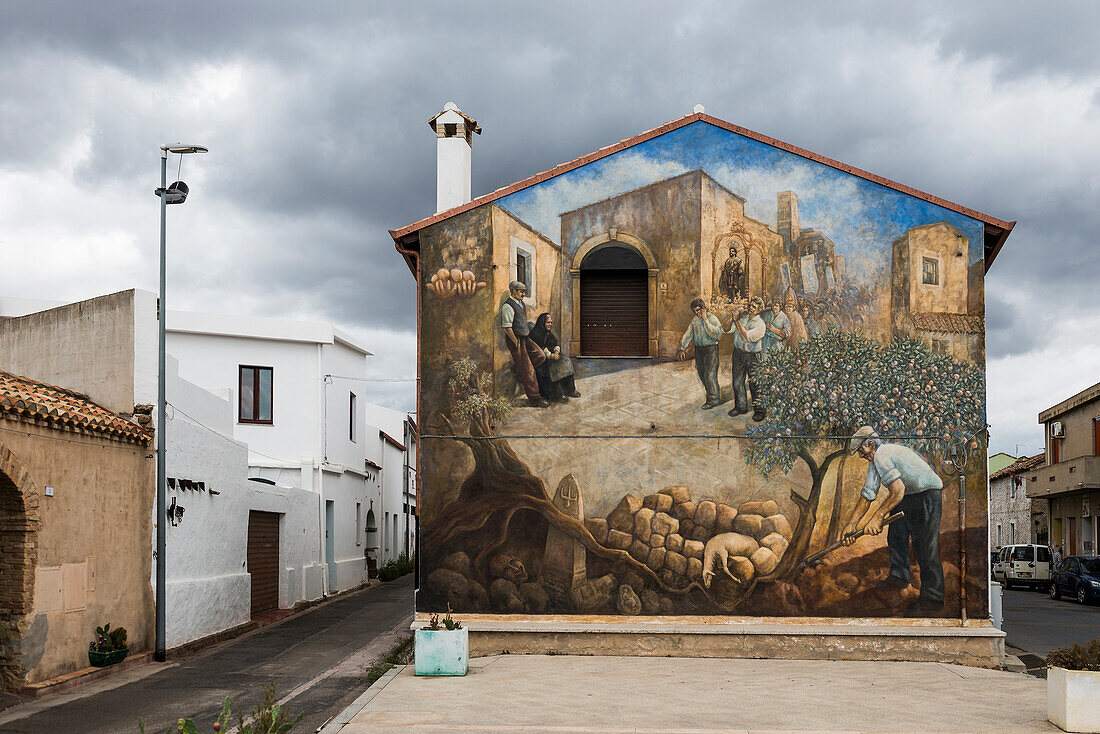  Wall painting, Murales, Graffiti, street art, San Sperate, Sardinia, Italy 