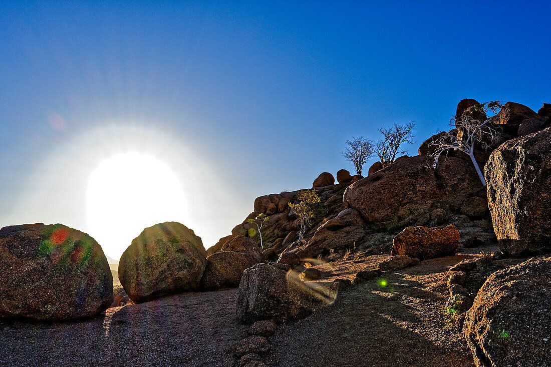  Typical rocks in the sunset, Twyfelfontein, Kunene, Damaraland, Namibia, Africa 