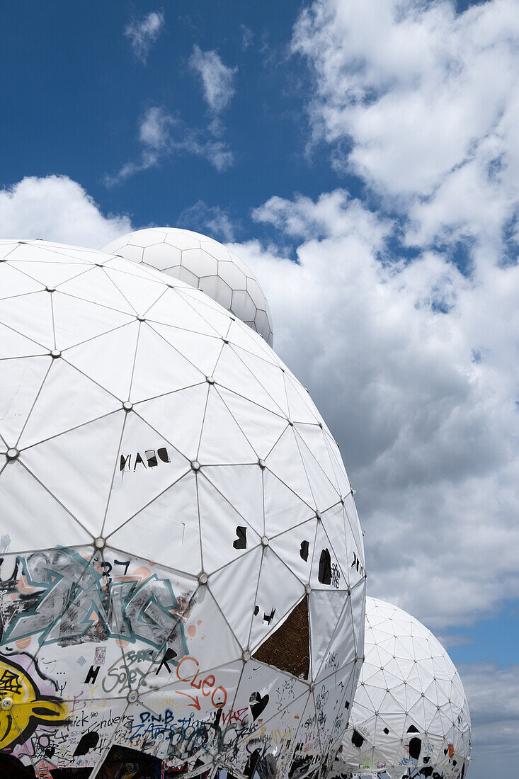  View of the radar dome of the former listening station on Teufelsberg, Grunewald; Berlin; Germany; Europe 