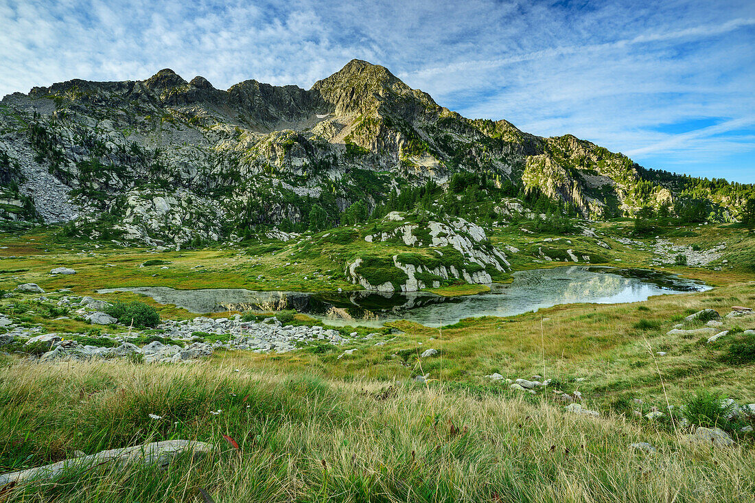  Mountain lake with Monte Mars, GTA, Grande Traversée des Alpes, Biella, Alpi Biellesi, Valais Alps, Piedmont, Italy 