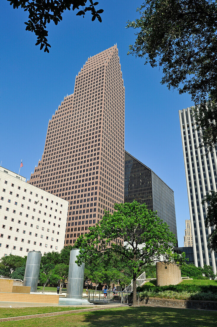 Moderne Architektur in der Innenstadt, Tranquility Park,  Houston, Texas, Vereinigte Staaten von Amerika, Nordamerika