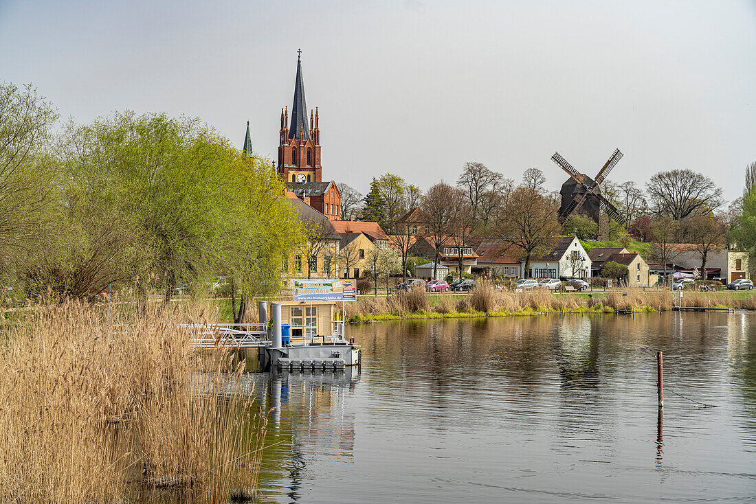  Holy Spirit Church and post mill on Havel Island in Werder (Havel), Brandenburg, Germany  