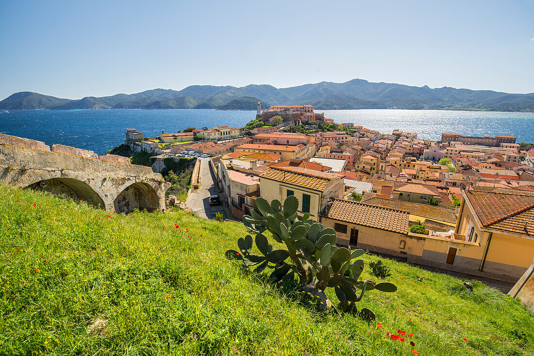 Blick auf die Altstadt von Portoferraio, Insel Elba, Toskana, Italien